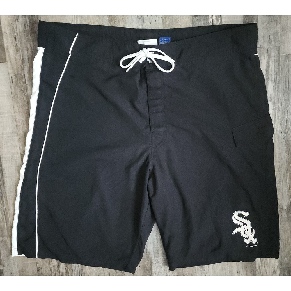 MLB Chicago White Sox Board Shorts Mens XXL Black White Swim Trunks Cargo Pocket